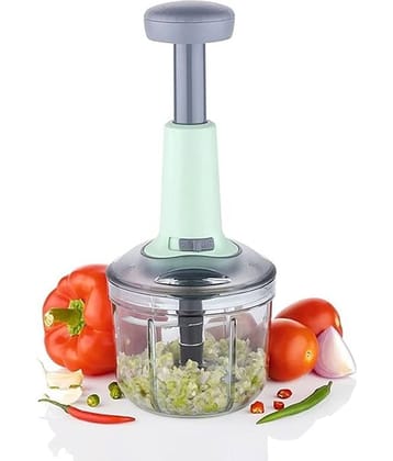 Analog Kitchenware Manual Hand Chopper Green Stainless Steel Mannual Chopper 900 ml ( Pack of 1 )