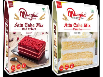 Maayka Atta Vanilla & Red Velvet Cake Mix | Pack Of 2