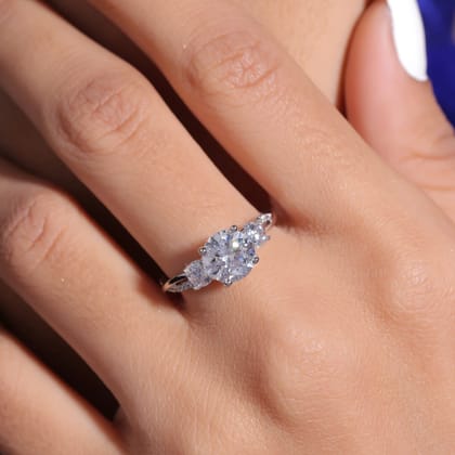 Marina Solitaire Silver Ring for Women-4 / White Gold