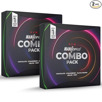 Manforce Combo, Lubricated Flavoured Condoms for Men | 40 pcs | Chocolate, Strawberry, Black Grapes, Melon & Mint | Indias No. 1* Condom Brand for Safe Sex