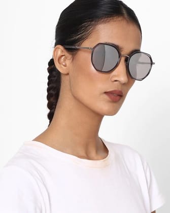 MTV Butterfly Silver Men Silver Grey Full-frame Plastic Metal Solid UV 400 Protection Sunglass-MTV-220
