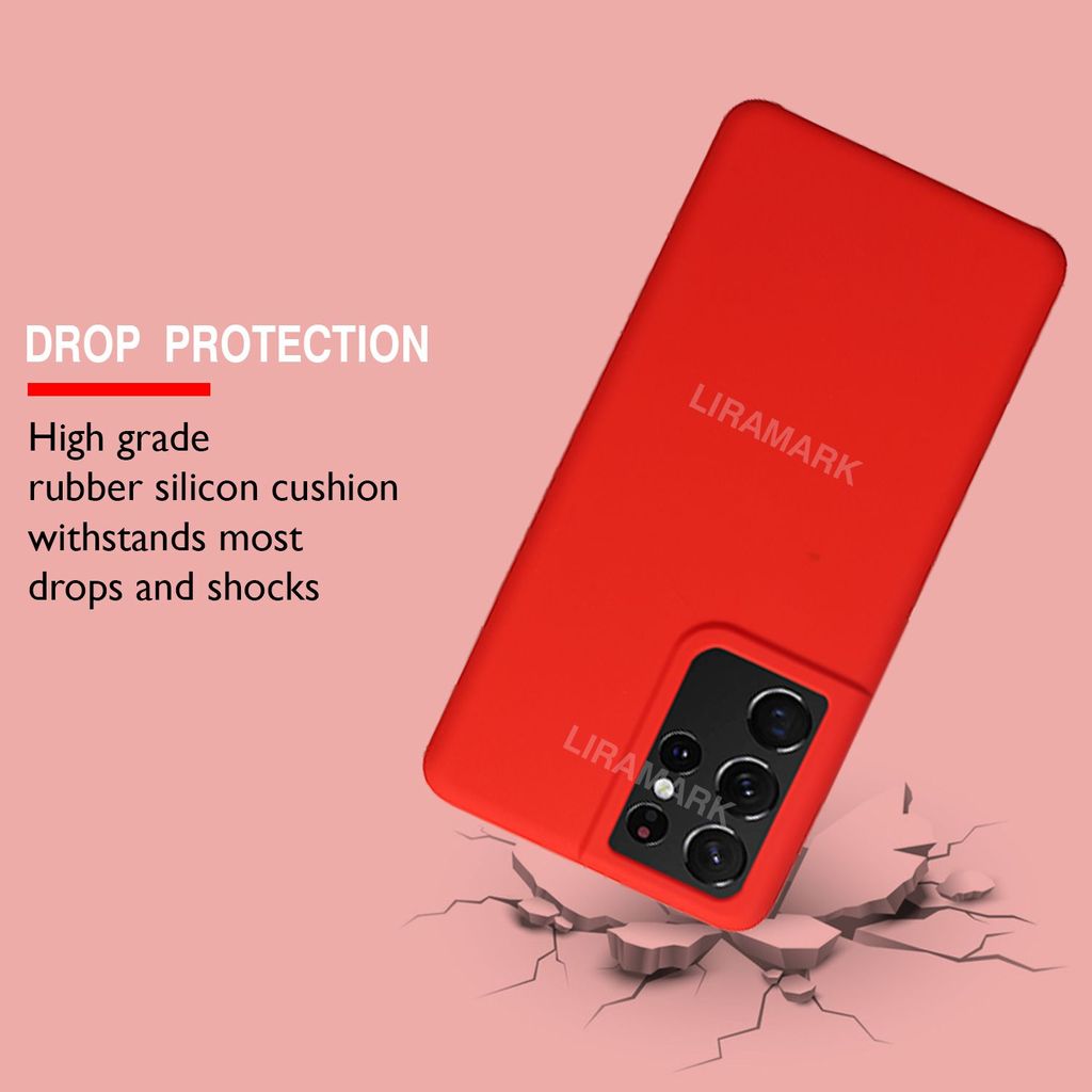 LIRAMARK Liquid Silicone Soft Back Cover Case for Samsung Galaxy S21 Ultra