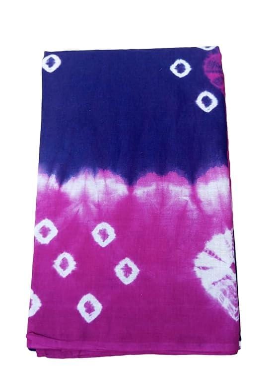 Tie-Dye Printed Cotton Saree, Blue and Pink