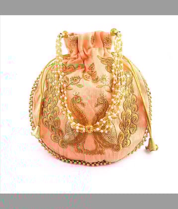 Apratim PeachPuff Silk Potli