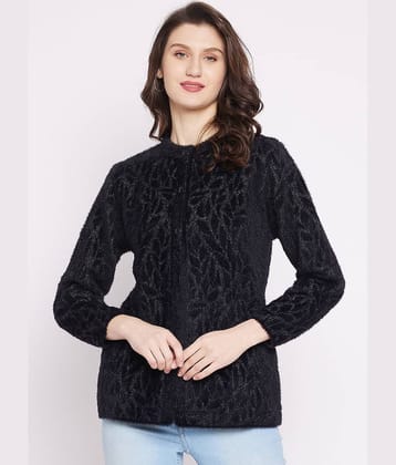 zigo Woollen Round Neck Women's Buttoned Cardigans - Black (Pack of 1)