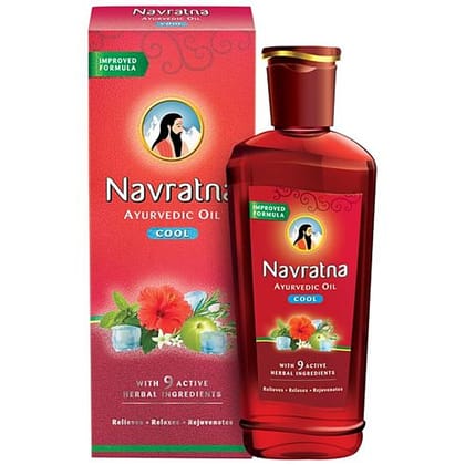 Navratna Ayurvedic Cool Oil - With 9 Active Ingredients, Relieves, Relaxes, Rejuvanates, 50 Ml Carton