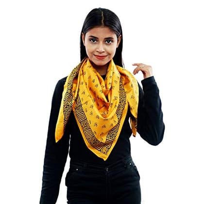 Eri Silk Printed Scarf Yellow