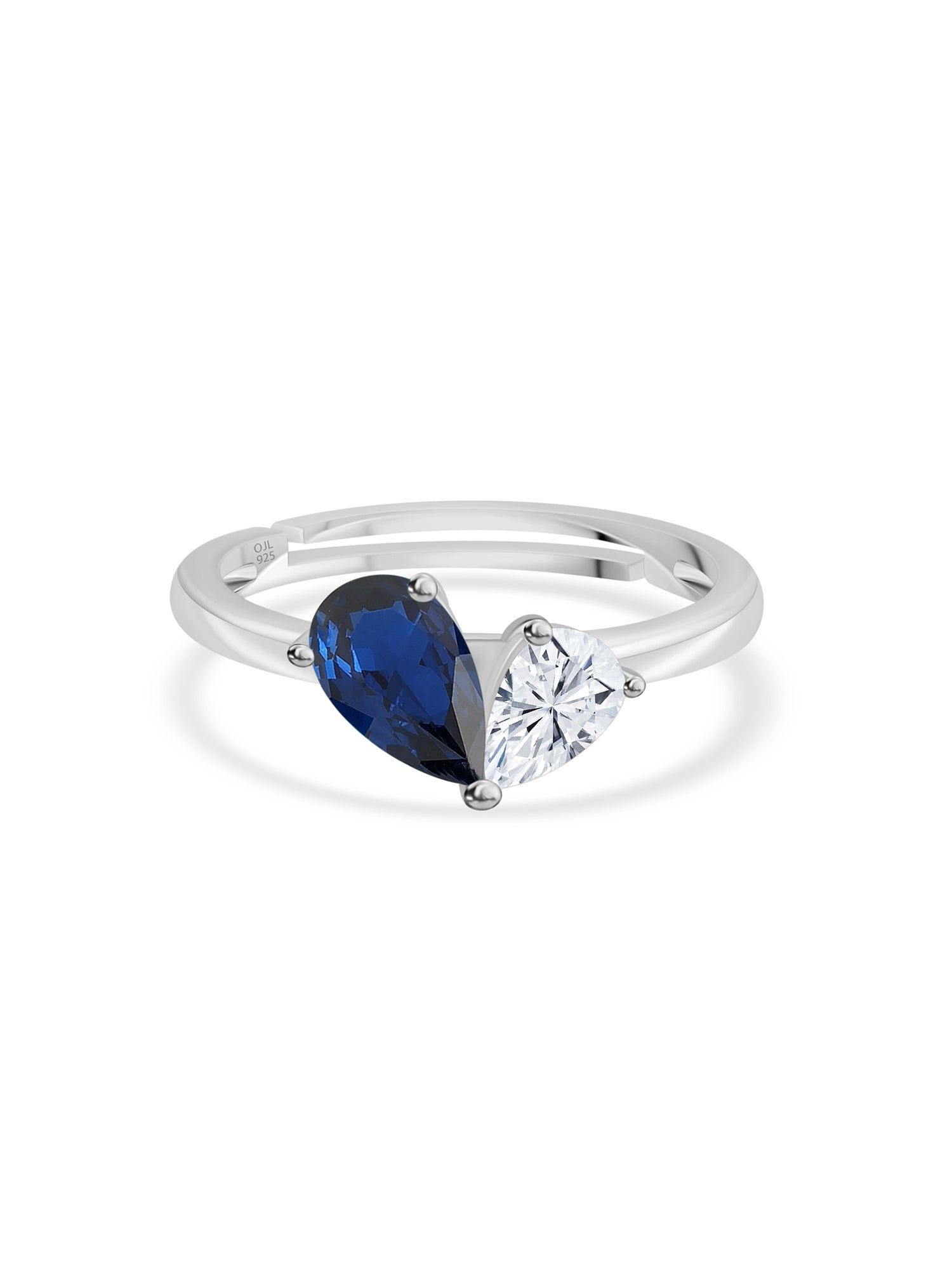 Pear Blue Sapphire Toi Et Moi Adjustable Ring-Adjustable