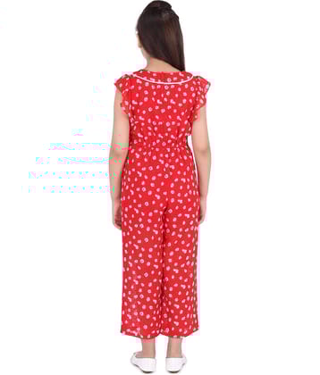 Cutecumber Girls Georgette Jumpsuit ( Pack of 1 , Red )