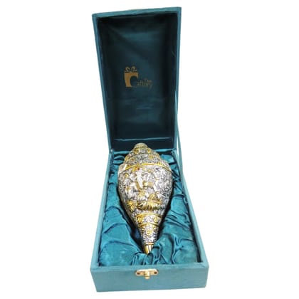 Aluminium Shankh Ganesh Statue | Lord Ganesha Religious Showpiece, Height : 4 Inch (ASMAS536 T)