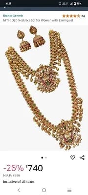 Jakeera Gold Rolled Chain and Earrings Set