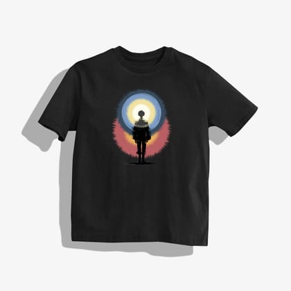 The move T-Shirt - Round Neck Drop Shoulder Graphic Printed Oversized Cotton T-shirt-S / Black