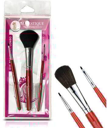 Majestique Lip Liner, Lip Filler and Blush Brush Perfect Makeup Brush Set, 3Pcs (Multicolor)