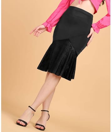 POPWINGS Black Polyester Women's A-Line Skirt ( Pack of 1 )