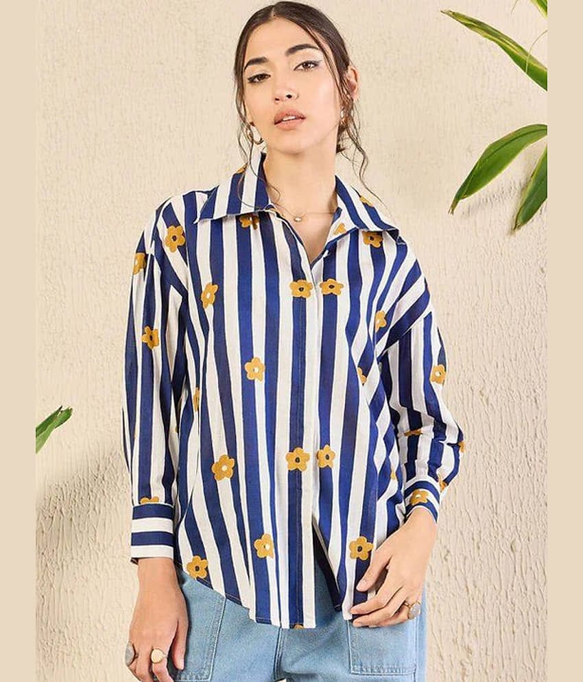Sheetal associates Women Printed Cotton Shirt ( Blue )