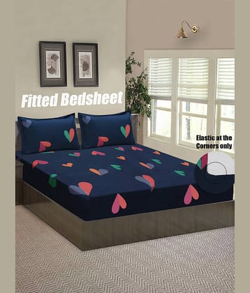Home Candy Microfibre Abstract 1 Bedsheet with 2 Pillow Covers - Blue