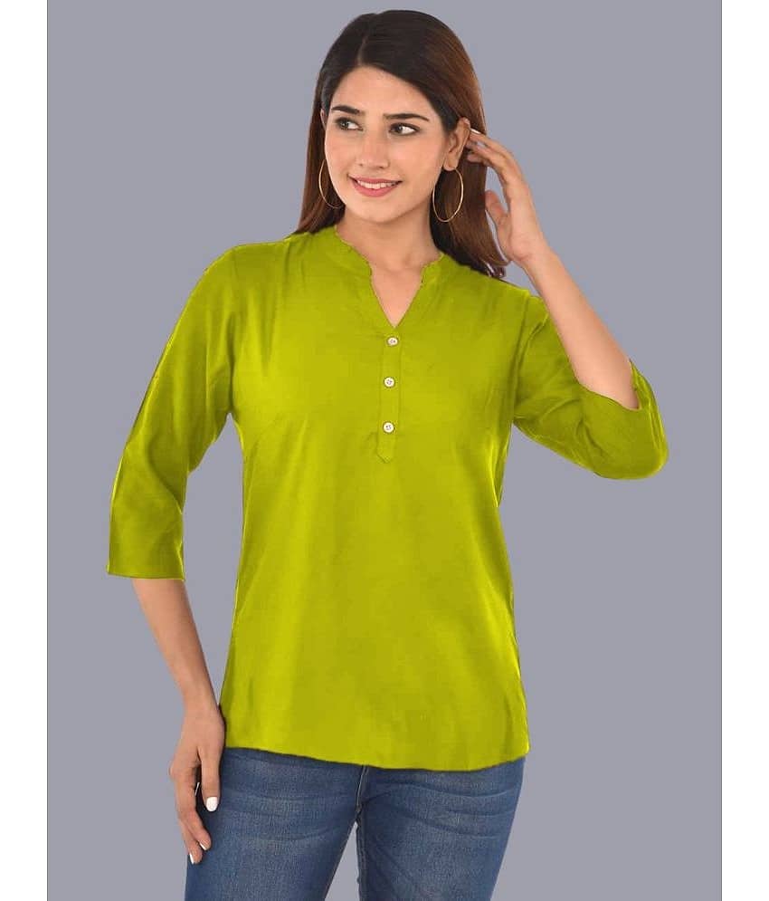 FABISHO Women Solid Rayon Shirt ( Green )