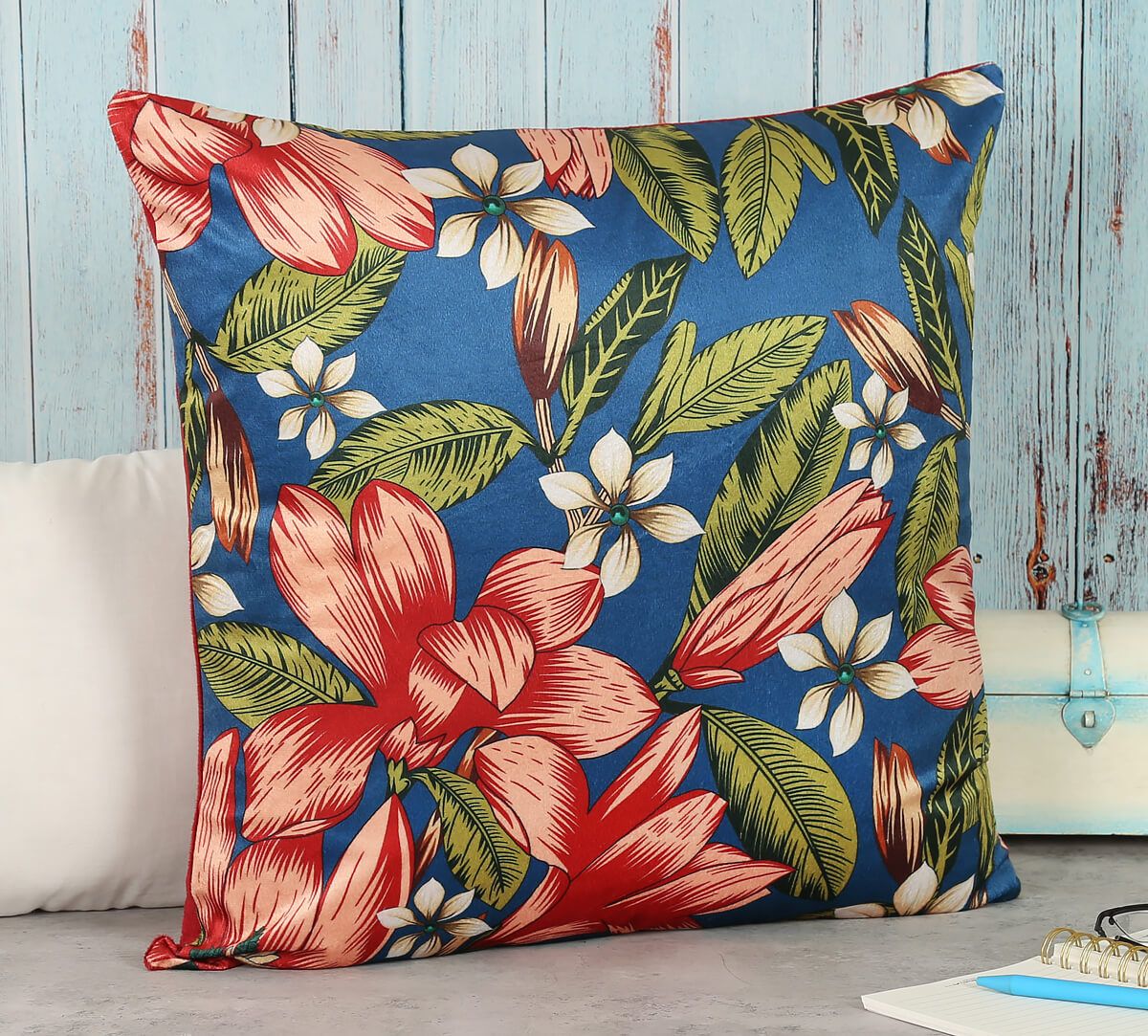 India Circus Perianth Drama - Blended Velvet Cushion Cover - 18 X 18 Inch