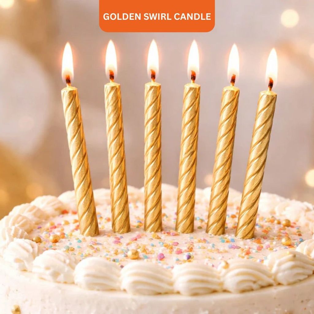 Golden Swirl Candle - 12PC - Party and Festive Needs | Buy online on ZillyBuy