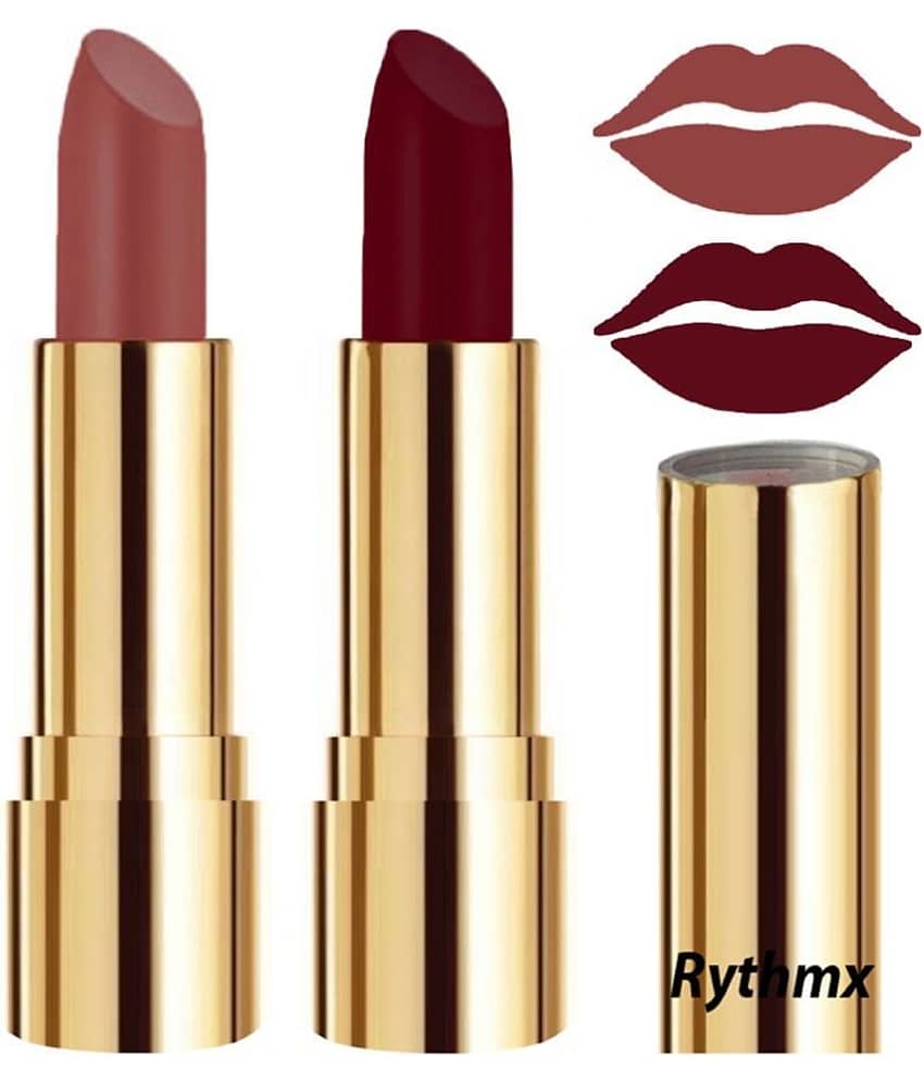 Rythmx Nude,Maroon Matte Creme Lipstick Long Stay on Lips Multi Pack of 2 8 g