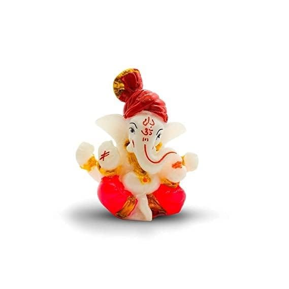 Patwari Arts Lord Ganesha Showpiece for Home Decor & Office/Temple Decor, Car Dashboard Showpiece for Living Room Pagdi Ganesh Ji Murti , (2.3 x 2.3 Inch, Multicolour).