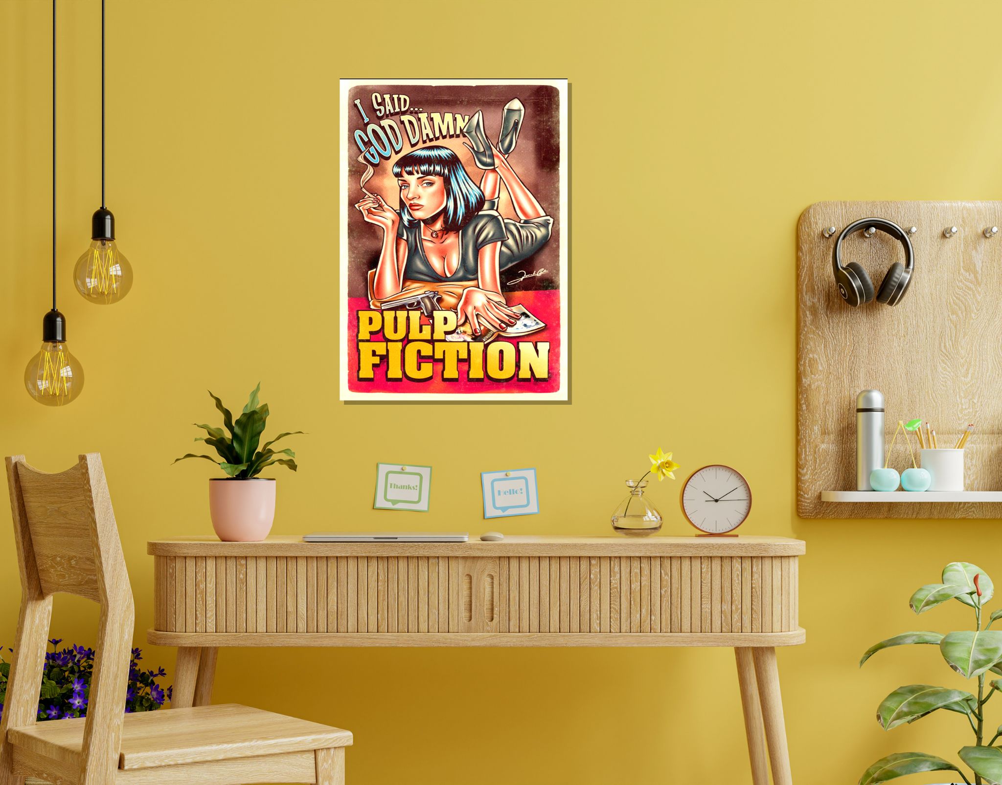 "PULP FICTION- VINTAGE MOVIE"- Shiny & Sturdy Metallic Poster  Art That Pops & Sticks (Literally!)-A3