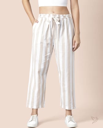 Knotted Striped Palazzo - Cream Knots-S / Cream Knots