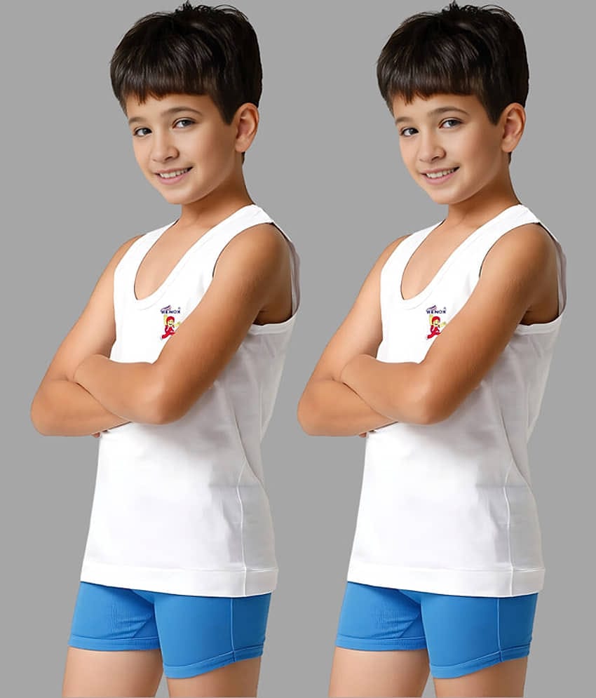 Renox Pack of 2 Boys Cotton Vest ( White )