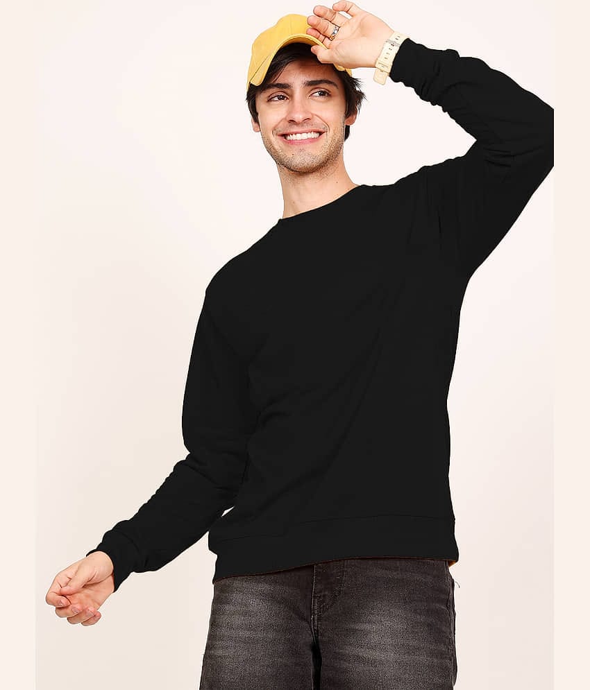 Leotude Fleece Round Neck Men's Sweatshirt - Black ( Pack of 1 )