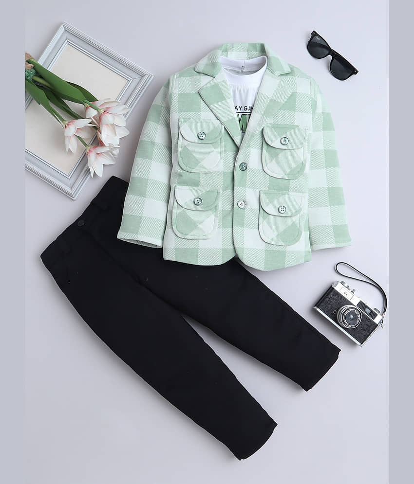 Fourfolds Boys Cotton Blend Suit ( Pack of 1 , Mint Green )