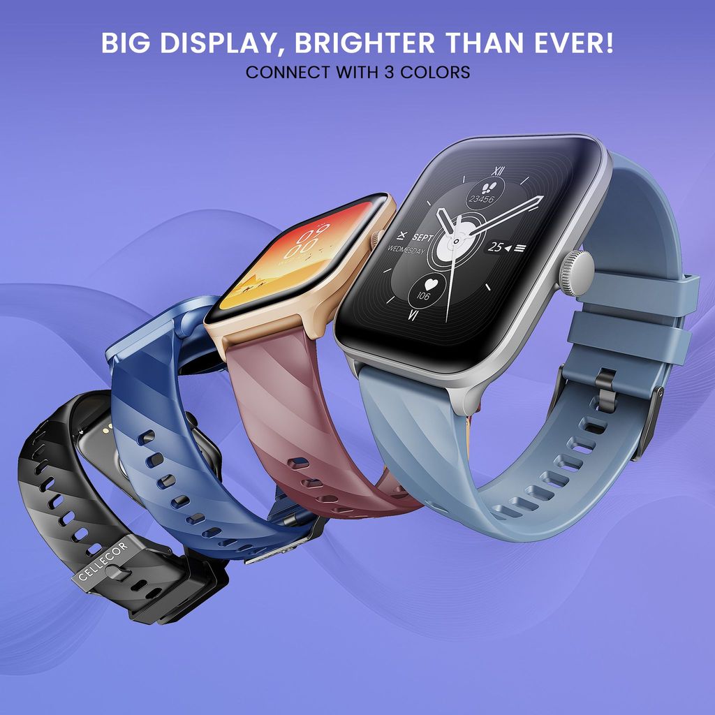 CELLECOR M5 Plus 2.01" IPS HD Display | 700 NITS | BT-Calling | AOD | IP67 | BT v5.4| Smartwatch Gold Burgundy