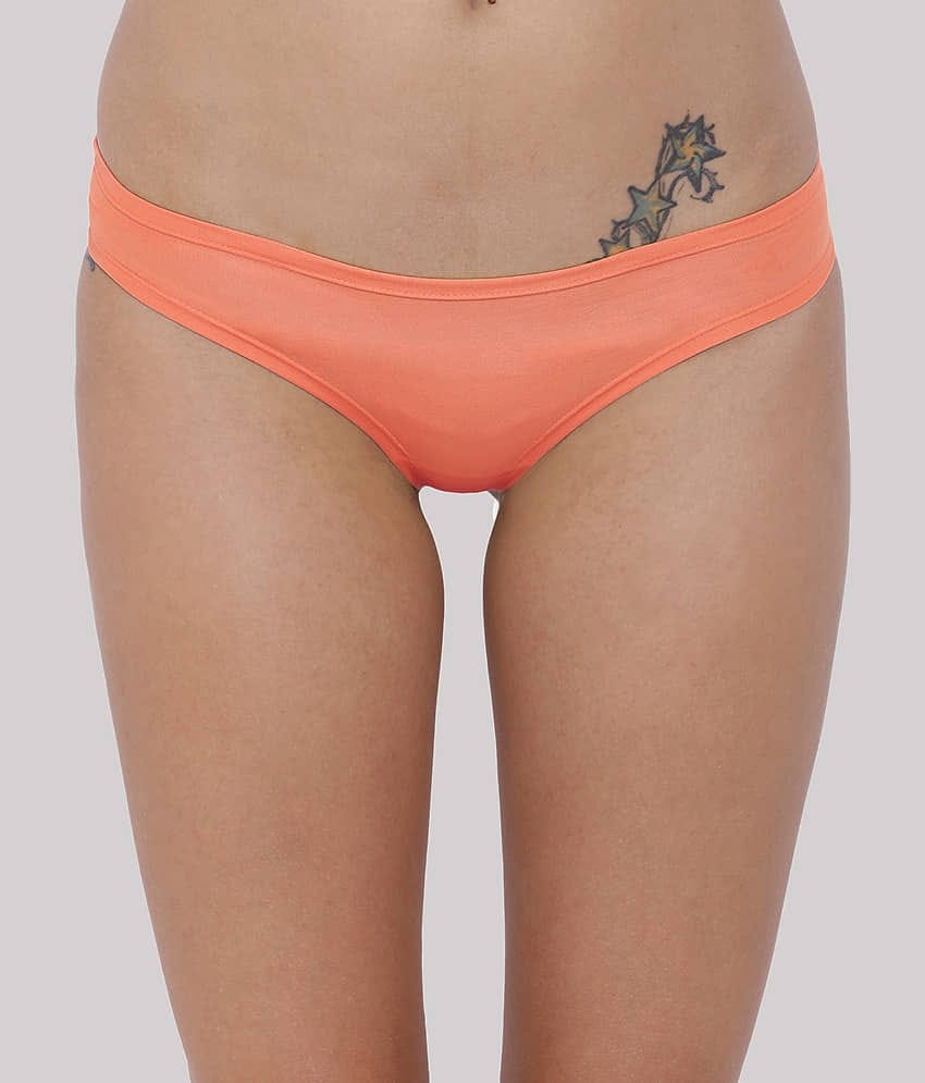 BASIICS By La Intimo Polyester Solid Women's Bikini ( Peach ) BCPSS02