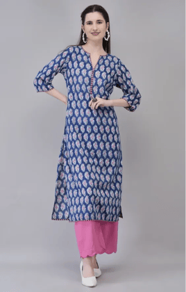 Blue Pink Booti Kurta Set