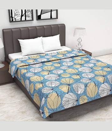 DIVINE CASA Double Cotton Blue Floral Dohar