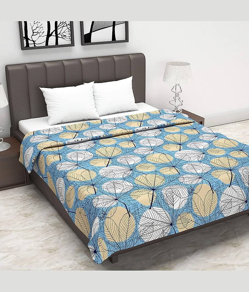 DIVINE CASA Double Cotton Blue Floral Dohar