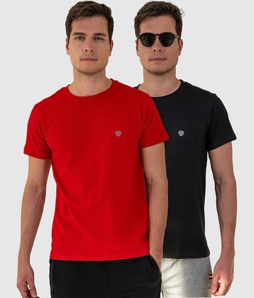 Lux Cozi Cotton Regular Fit Solid Half Sleeves Men's T-Shirt - Black ( Pack of 2 )