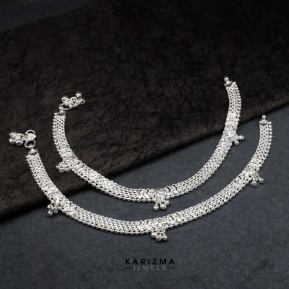 Real Sterling Silver Indian women amazing design Anklet Ankle Bracelet 10.3"