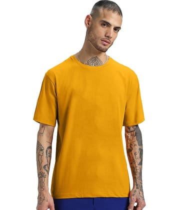 Leotude Pack of 1 Cotton Blend Oversized Fit Men's T-Shirt ( Yellow )