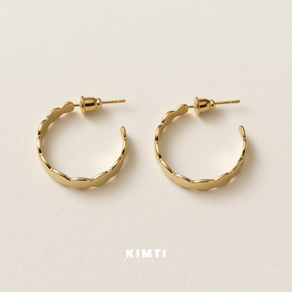 Gold-Plated Crescent Shaped Half Hoop Earrings