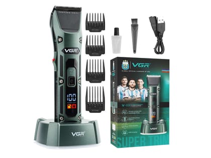 VGR V-696 Professional Hair Clipper Trimmer 300 min Runtime 8 Length Settings (Green)