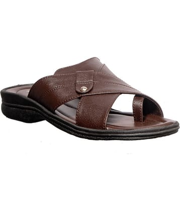 KHADIM Brown Synthetic Leather Sandals