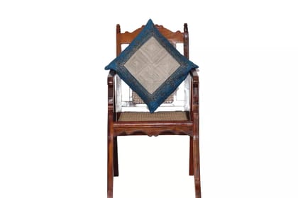 Tisser Ghiccha Tussar Silk Cushion Cover With Hand Block Print