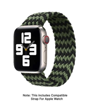 Dubai - Apple Watch Strap Nylon Loop - Green Black 44 MM