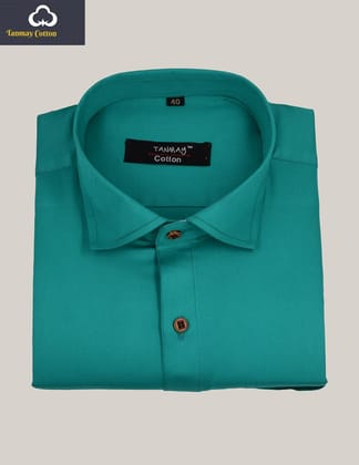 Cotton Tanmay Greenish Color Formal Shirt for Men's-M (38 Inch) (97 CM) / Half