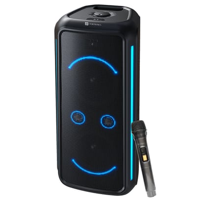 Portronics Iron Beats 5 Prime Upto 6 Hours Playtime, Wireless Karaoke UHF Mic, Bass Boost Technology, Wheeled Party Speaker