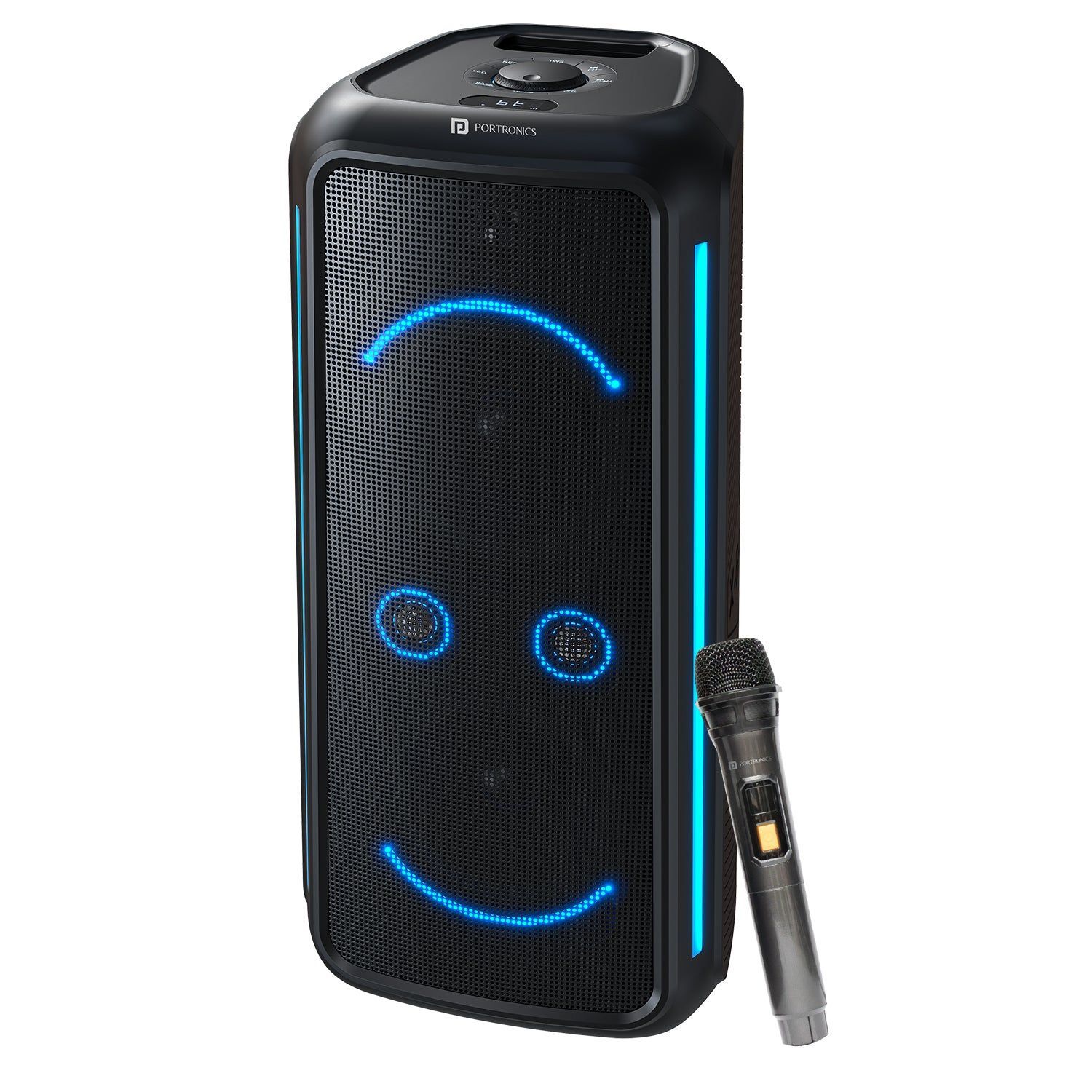 Portronics Iron Beats 5 Prime Upto 6 Hours Playtime, Wireless Karaoke UHF Mic, Bass Boost Technology, Wheeled Party Speaker