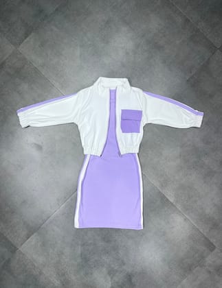 Girls Lavender Bodycon Dress With Zipper [GT-3859] (4-12 Years)-10-11Y (Size - 34) / Imported / Lavender