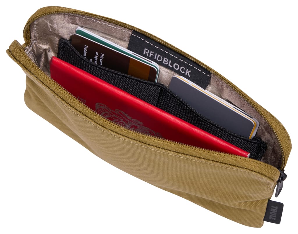Thule Aion Travel Organizer - 2-in-1 Pouch Includes Travel Wallet and Electronics Bag - RFID Blocking Zipper Pouch - Internal Pockets to Stay Organized - 100% Recycled Waxed PFC-Free Fabric