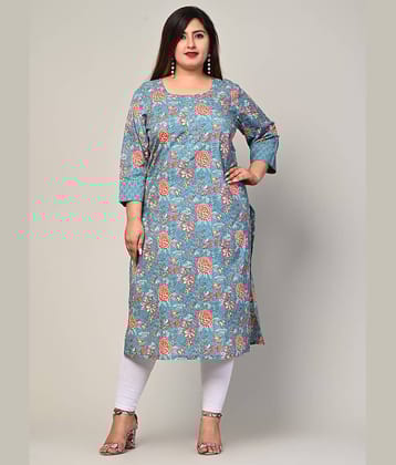 Swasti - Blue Cotton Women's Straight Kurti ( Pack of 1 )