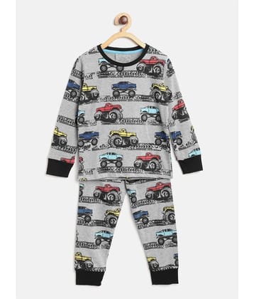 Lazy Shark Pack of 1 Boys Cotton Blend Nightsuit Set ( Grey )